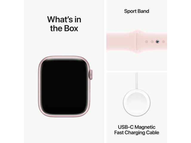 Apple Watch Series 9 GPS 45mm Pink Aluminium Case with Light Pink Sport Band - M/L-7