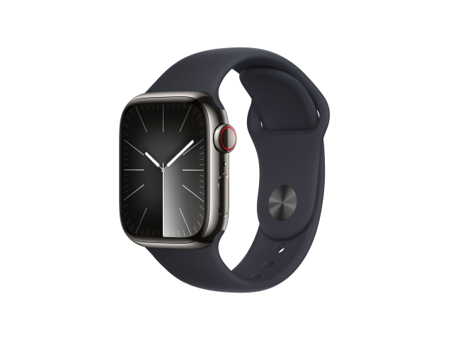 Apple Watch Series 9 GPS + Cellular 41mm Graphite Stainless Steel Case with Midnight Sport Band - S/M-0