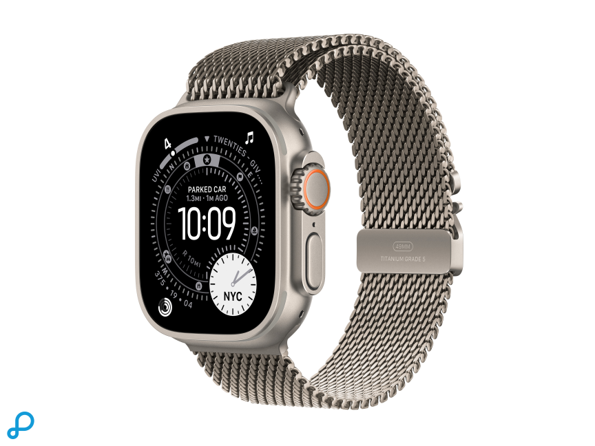 Apple Watch Ultra 3 GPS + Cellular 49mm Natural Titanium Case with Natural Titanium Milanese Loop - Large