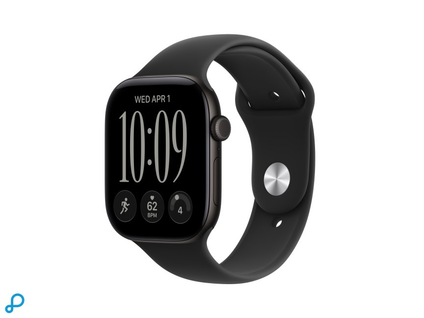 Apple Watch Series 12 GPS 46mm Black Aluminium Case with Black Sport Band - M/L