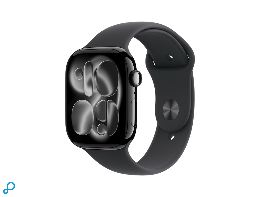 Apple Watch Series 11 GPS 46mm Jet Black Aluminium Case with Black Sport Band - S/M