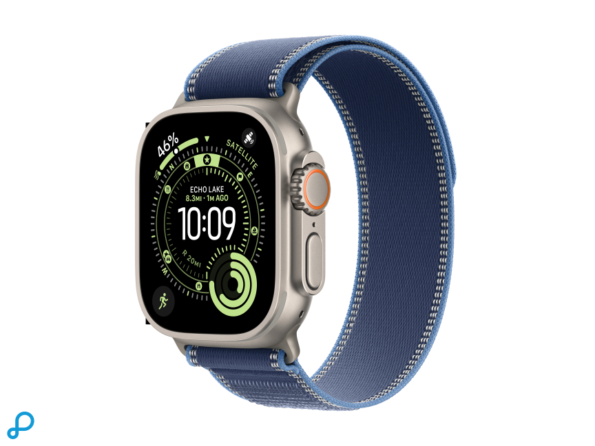 Apple Watch Ultra 3 GPS + Cellular 49mm Natural Titanium Case with Blue/Bright Blue Trail Loop - M/L