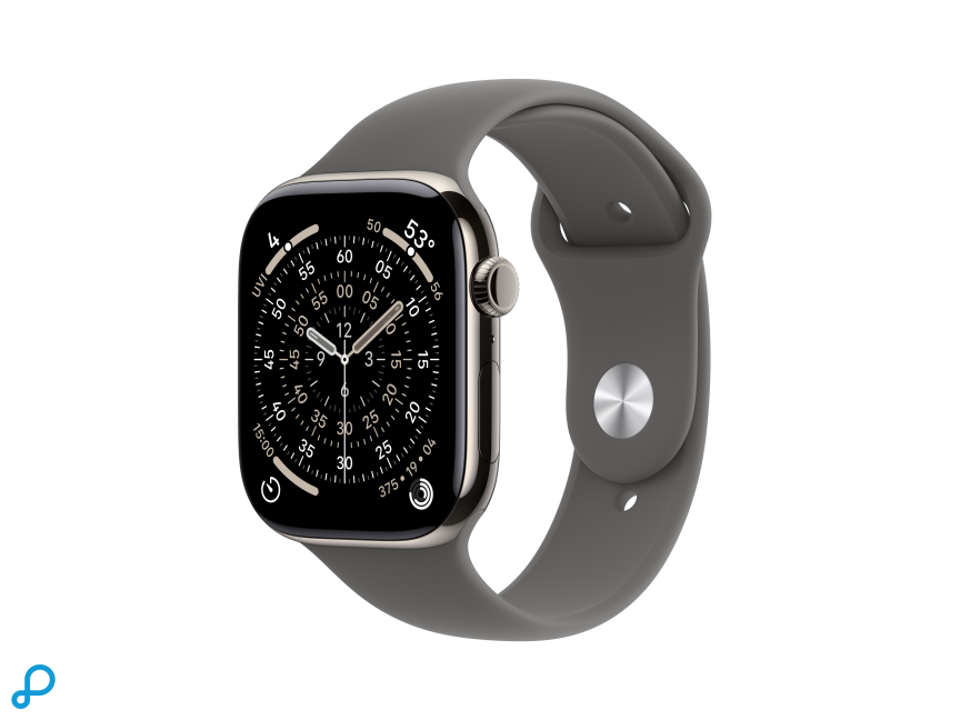 Apple Watch Series 11 GPS + Cellular 46mm Natural Titanium Case with Stone Grey Sport Band - M/L