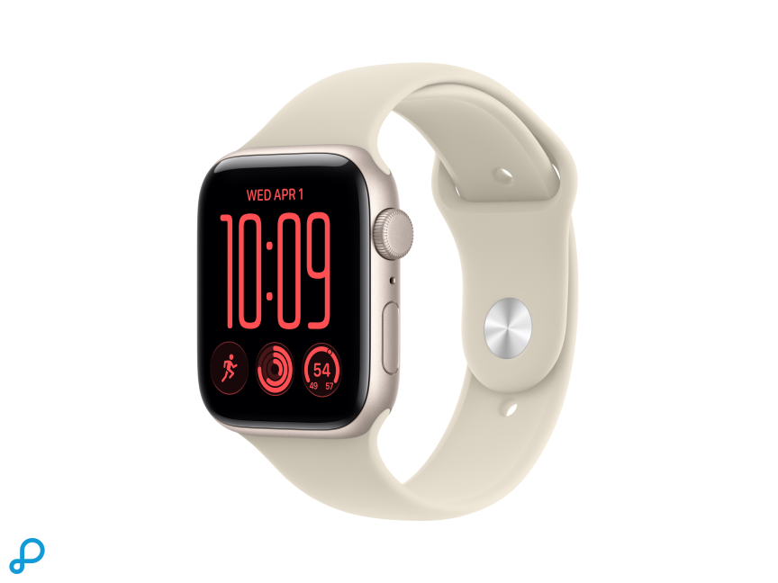 Apple Watch SE 3 GPS 44mm Starlight Aluminium Case with Sand Sport Band - S/M