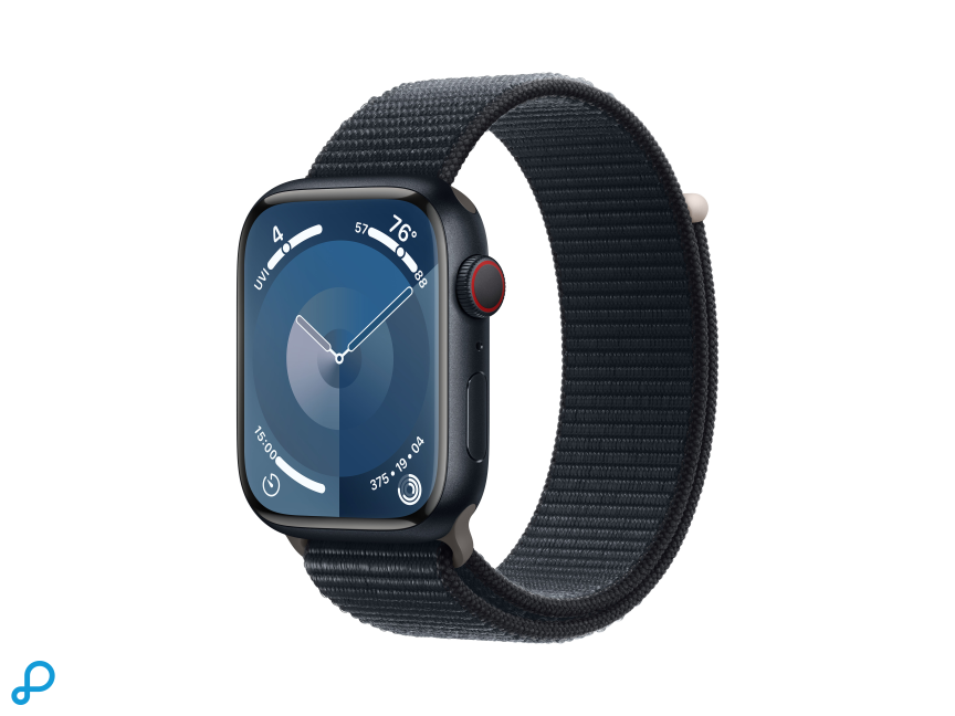 Apple Watch Series 9 GPS + Cellular 45mm Middernacht Aluminium Kast met Middernacht Sportlus