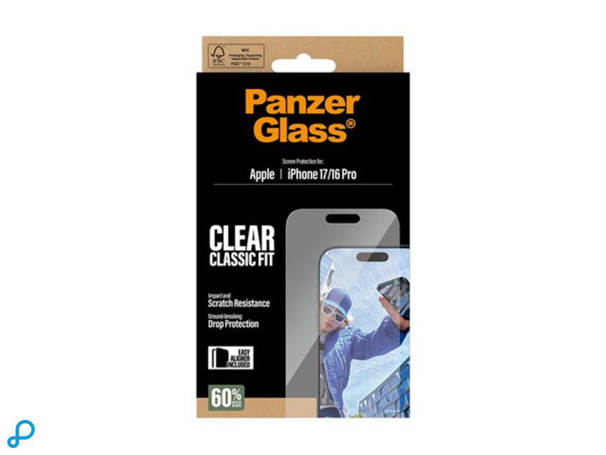 PanzerGlass Screenprotector Classic Fit Voor iPhone 17/16 Pro - Transparant