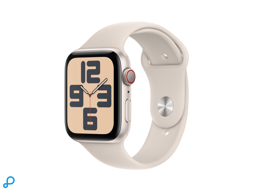 Apple Watch SE GPS + Cellular 44mm Sterrenlicht Aluminium Case met Sterrenlicht Sport Band - M/L