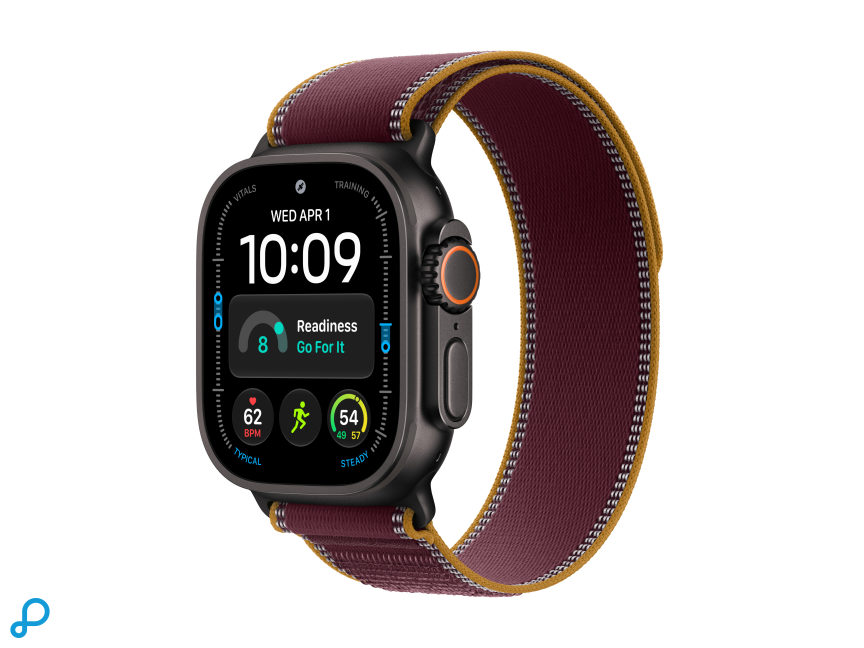 Apple Watch Ultra 4 GPS + Cellular 49mm Black Titanium Case with Burgundy Trail Loop - M/L