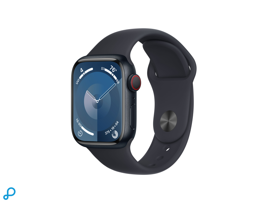 Apple Watch Series 9 GPS + Cellular 41mm Middernacht Aluminium Kast met Middernacht Sportband - M/L