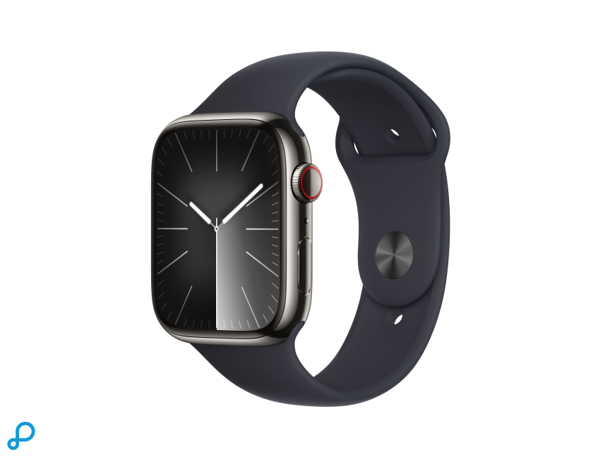 Apple Watch Series 9 GPS + Cellular 45mm Graphite Stainless Steel Case with Midnight Sport Band - S/M