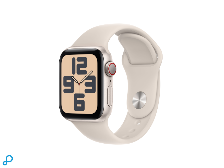 Apple Watch SE GPS + Cellular 40mm Sterrenlicht Aluminium Case met Sterrenlicht Sport Band - M/L