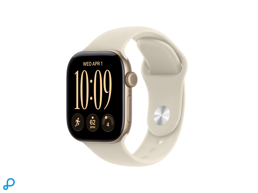 Apple Watch Series 12 GPS + Cellular 42mm Light Gold Aluminium Case with Sand Sport Band - M/L