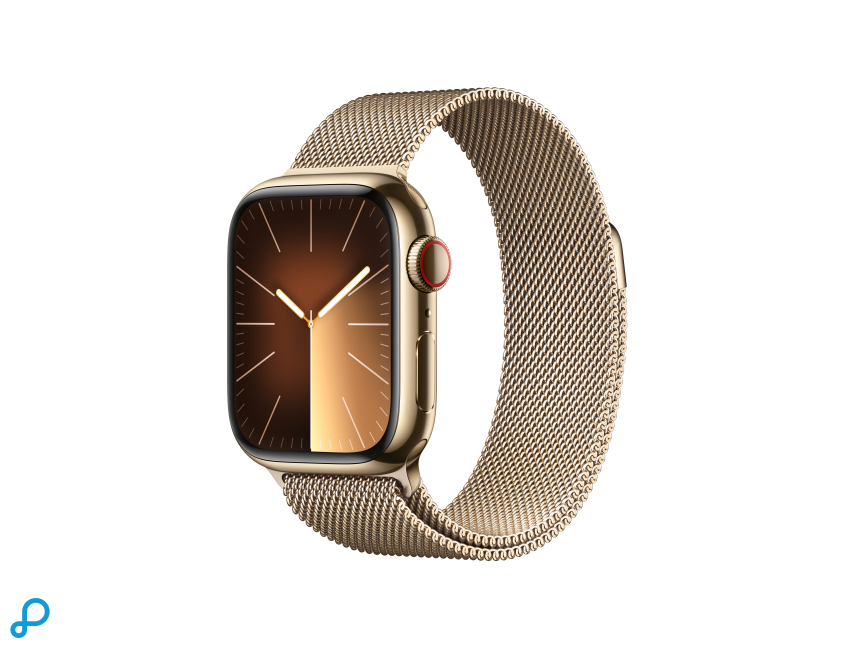 Apple Watch Series 9 GPS + Cellular 41mm Gouden Roestvrijstalen Kast met Gouden Milanese Lus