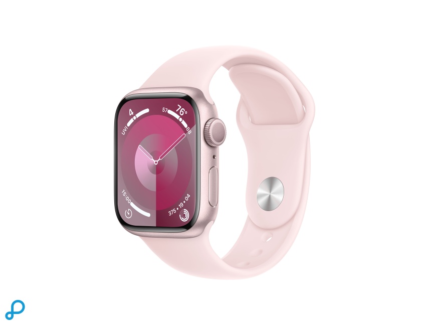 Apple Watch Series 9 GPS 41mm Roze Aluminium Kast met Lichtroze Sportband - S/M