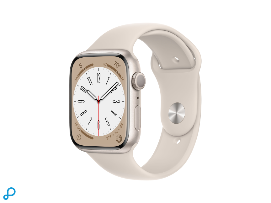 Apple Watch Series 8 GPS 45mm Sterrenlicht Aluminium Case met Sterrenlicht Sport Band - Regular