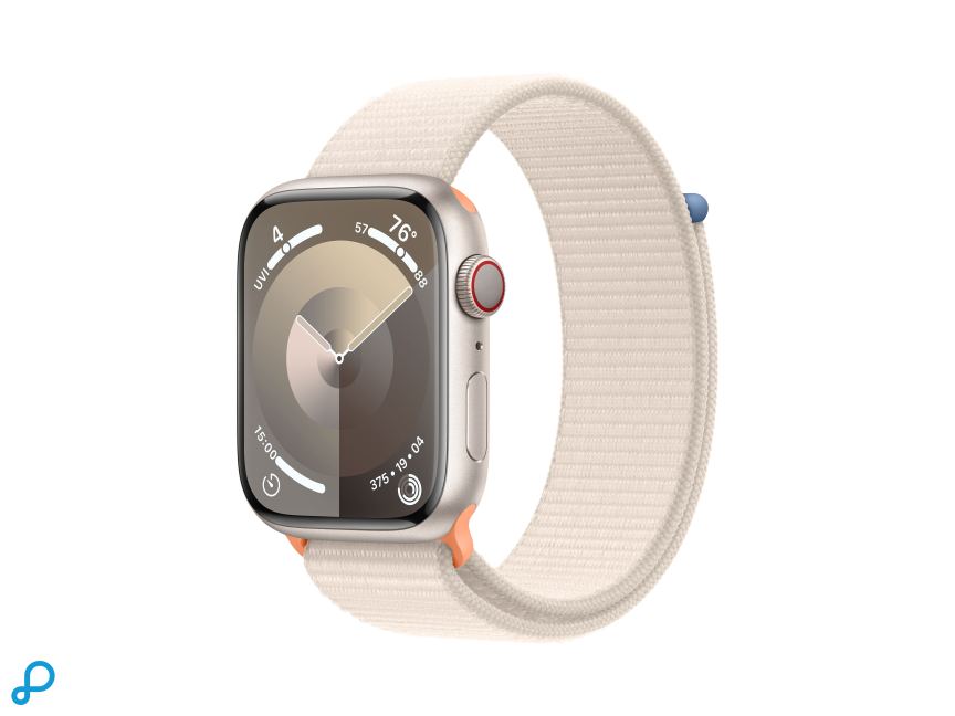 Apple Watch Series 9 GPS + Cellular 45mm Sterlicht Aluminium Kast met Sterlicht Sportlus