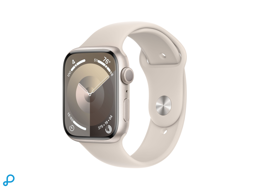 Apple Watch Series 9 GPS 45mm Sterlicht Aluminium Kast met Sterlicht Sportband - M/L