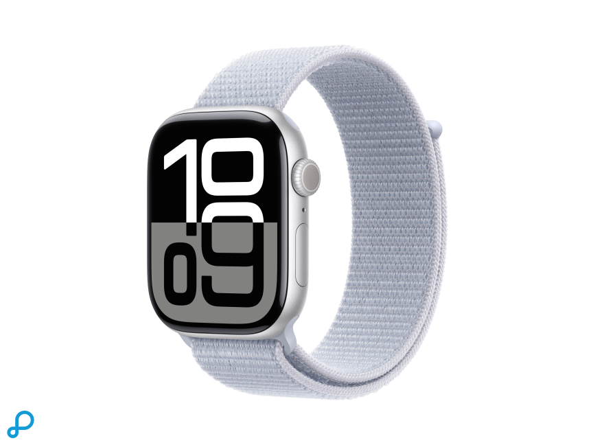 Apple Watch Series 10 GPS 46mm Silver Aluminium Case with Blue Cloud Sport Loop