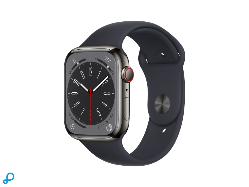 Apple Watch Series 8 GPS + Cellular 45mm Graphite Stainless Steel Case met Graphite Milanese Loop