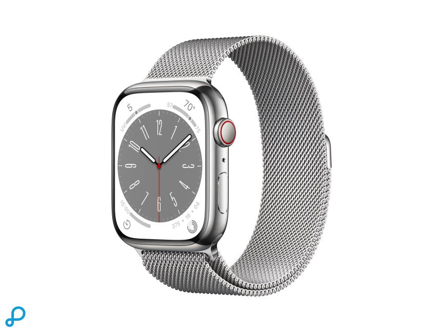 Apple Watch Series 8 GPS + Cellular 45mm Silver Stainless Steel Case with Silver Milanese Loop