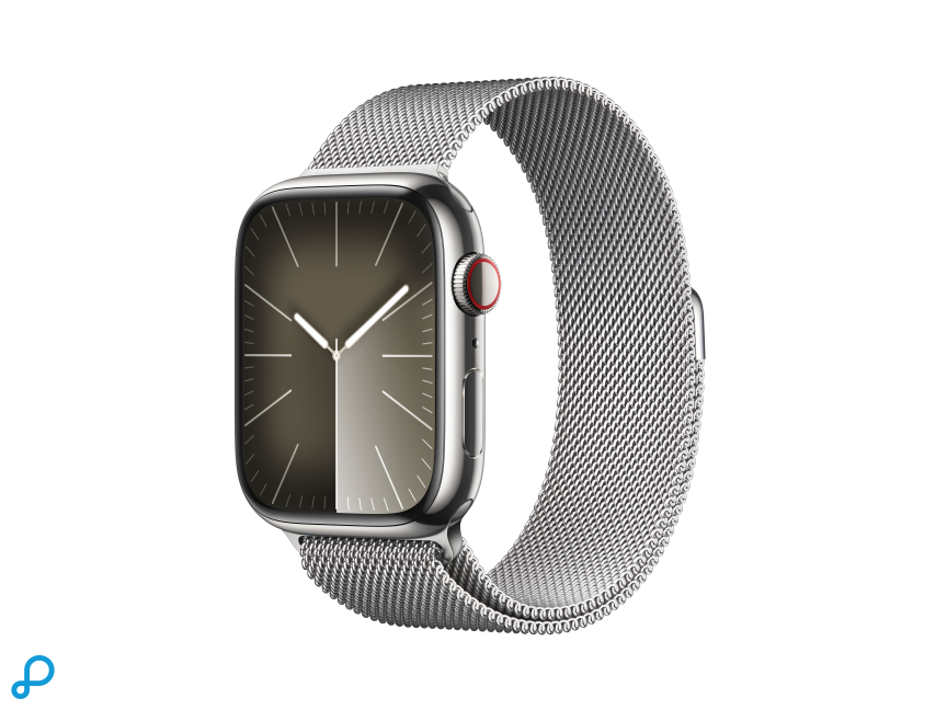 Apple Watch Series 9 GPS + Cellular 45mm Silver Stainless Steel Case with Silver Milanese Loop