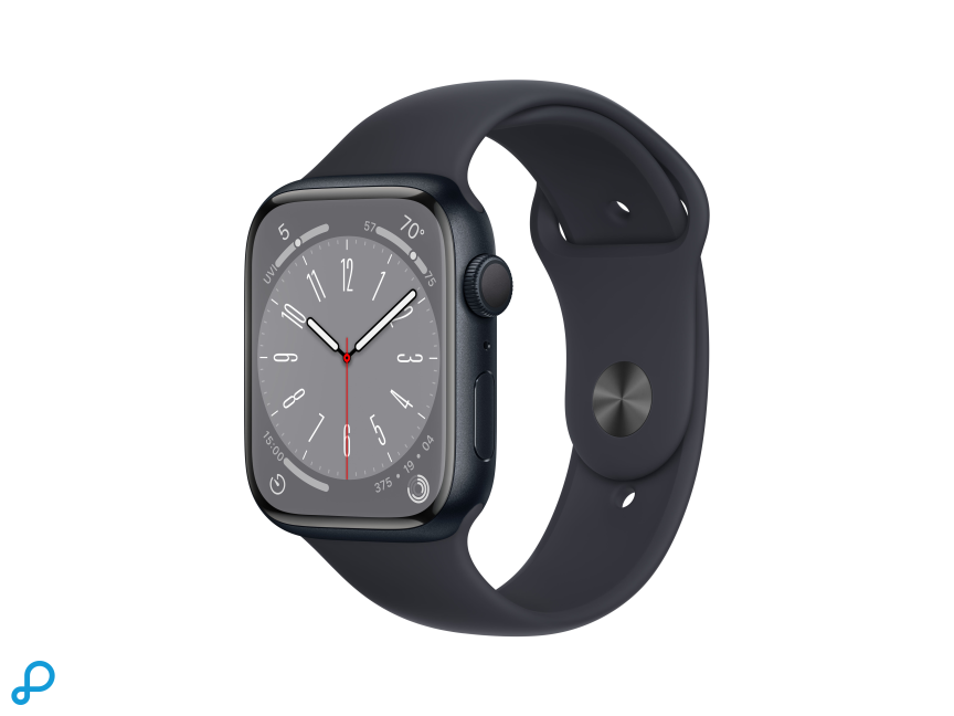 Apple Watch Series 8 GPS + Cellular 45mm Middernacht Aluminium Case met Middernacht Sport Band - Regular