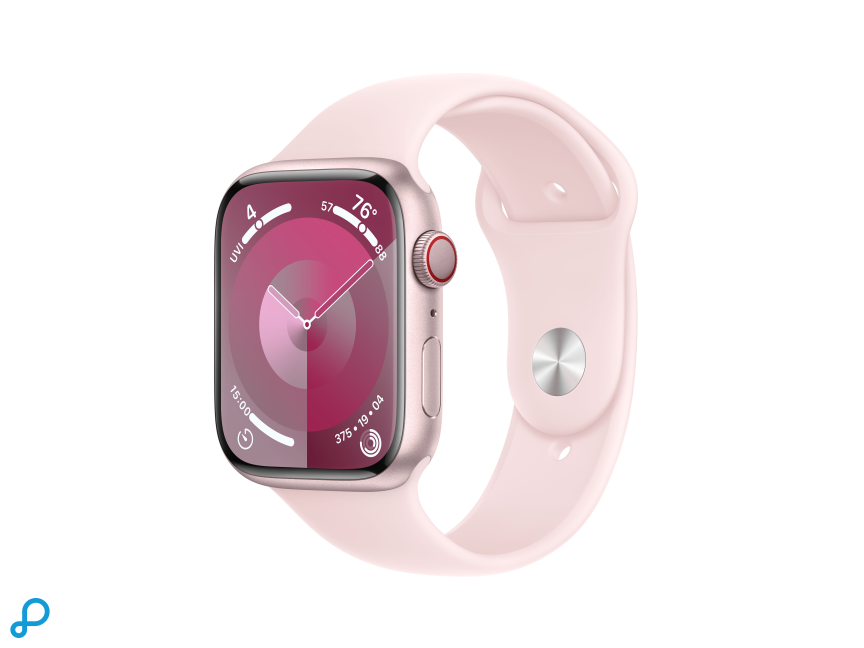 Apple Watch Series 9 GPS + Cellular 45mm Pink Aluminium Case with Light Pink Sport Band - S/M