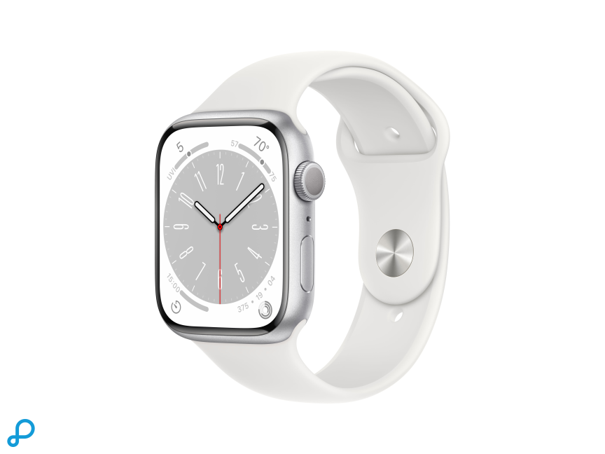 Apple Watch Series 8 GPS + Cellular 45mm Zilver Aluminium Case met Witte Sport Band - Regular