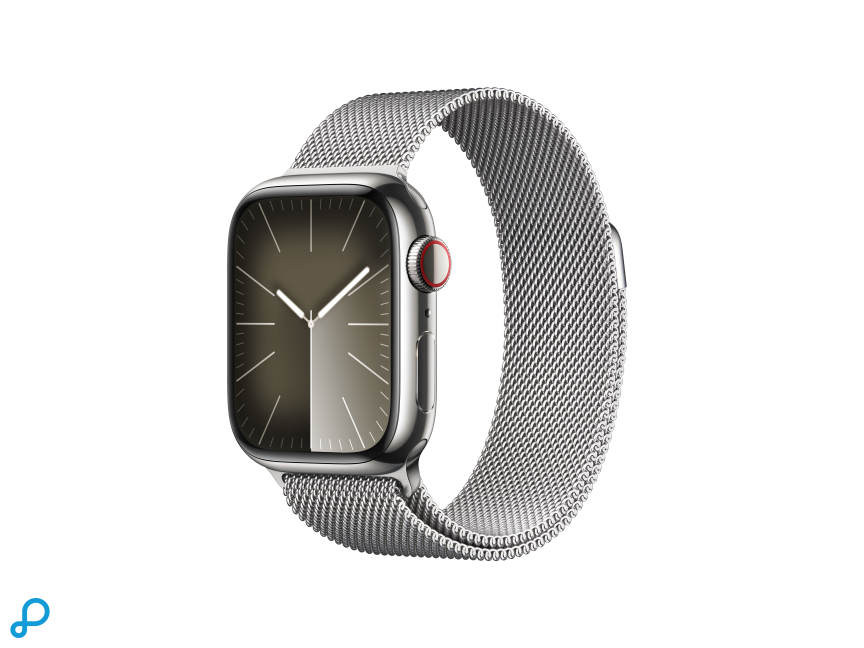 Apple Watch Series 9 GPS + Cellular 41mm Zilveren Roestvrijstalen Kast met Zilveren Milanese Lus