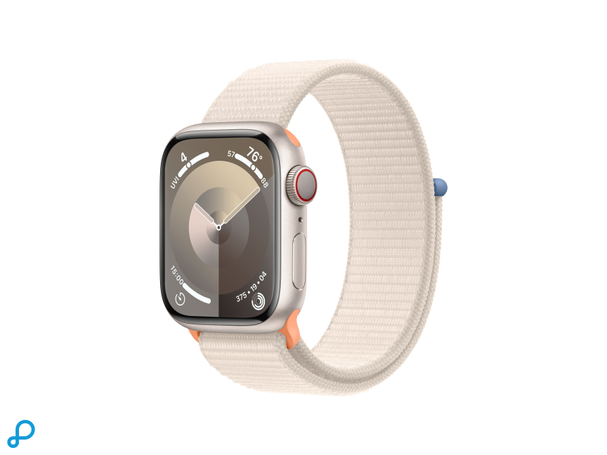 Apple Watch Series 9 GPS + Cellular 41mm Sterlicht Aluminium Kast met Sterlicht Sportlus