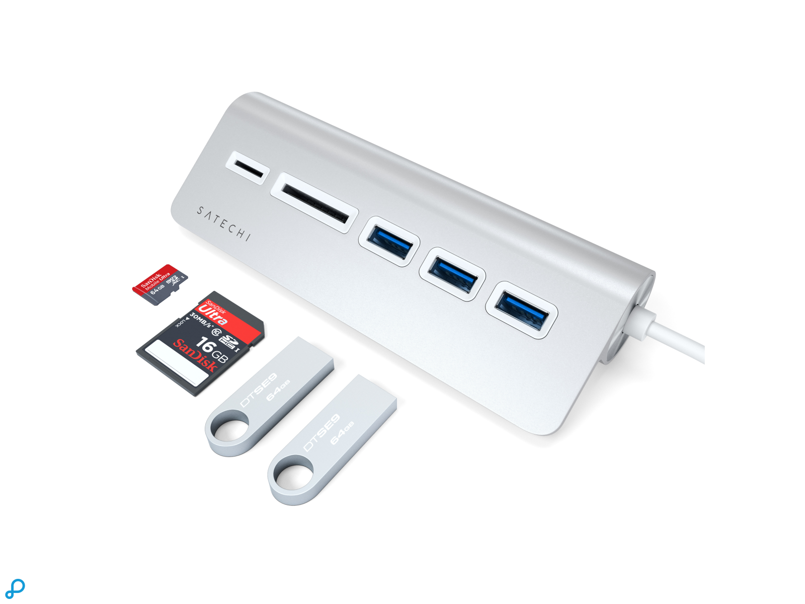 Satechi USB-C Aluminum USB Hub & Card Reader Silver-4