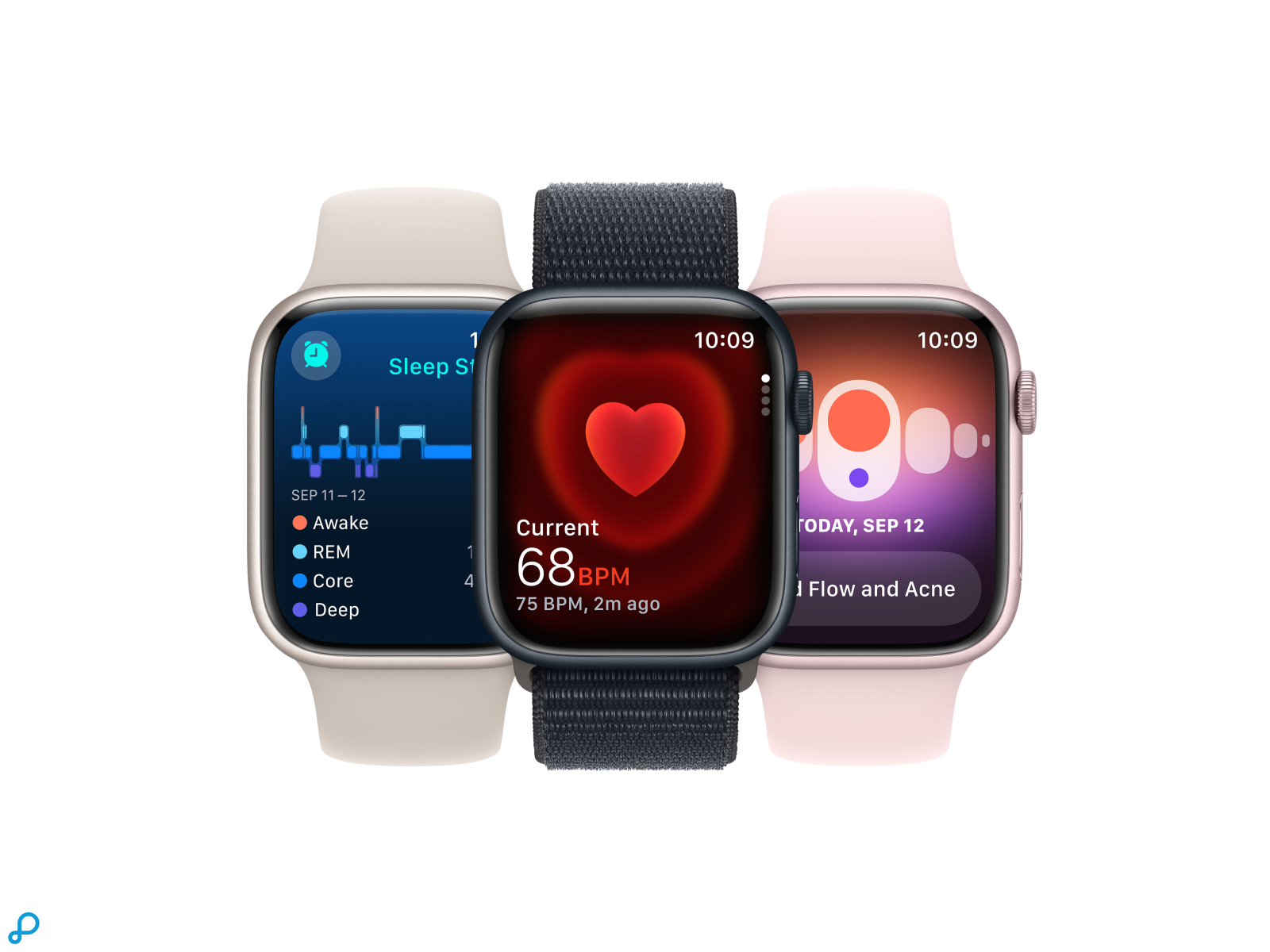 Apple Watch Series 9 GPS 41mm Sterlicht Aluminium Kast met Sterlicht Sportband - M/L-4