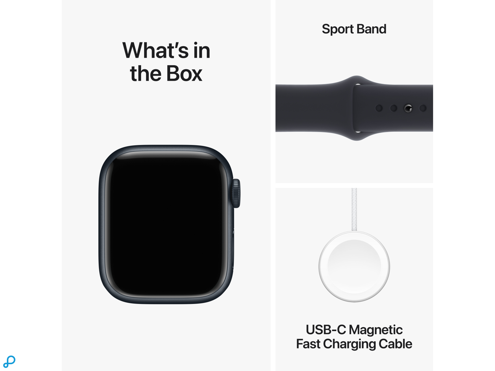 Apple Watch Series 9 GPS 41mm Midnight Aluminium Case with Midnight Sport Band - S/M-7