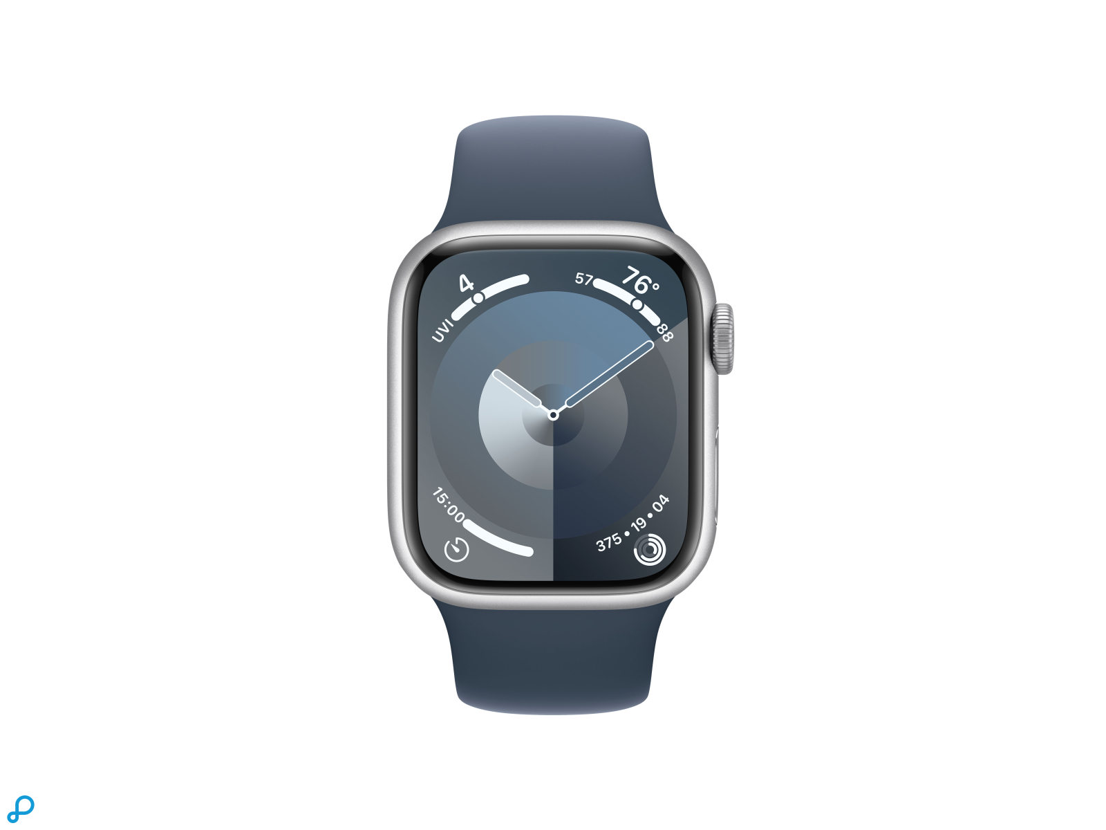 Apple Watch Series 9 GPS 41mm Zilver Aluminium Kast met Storm Blauwe Sportband - S/M-1