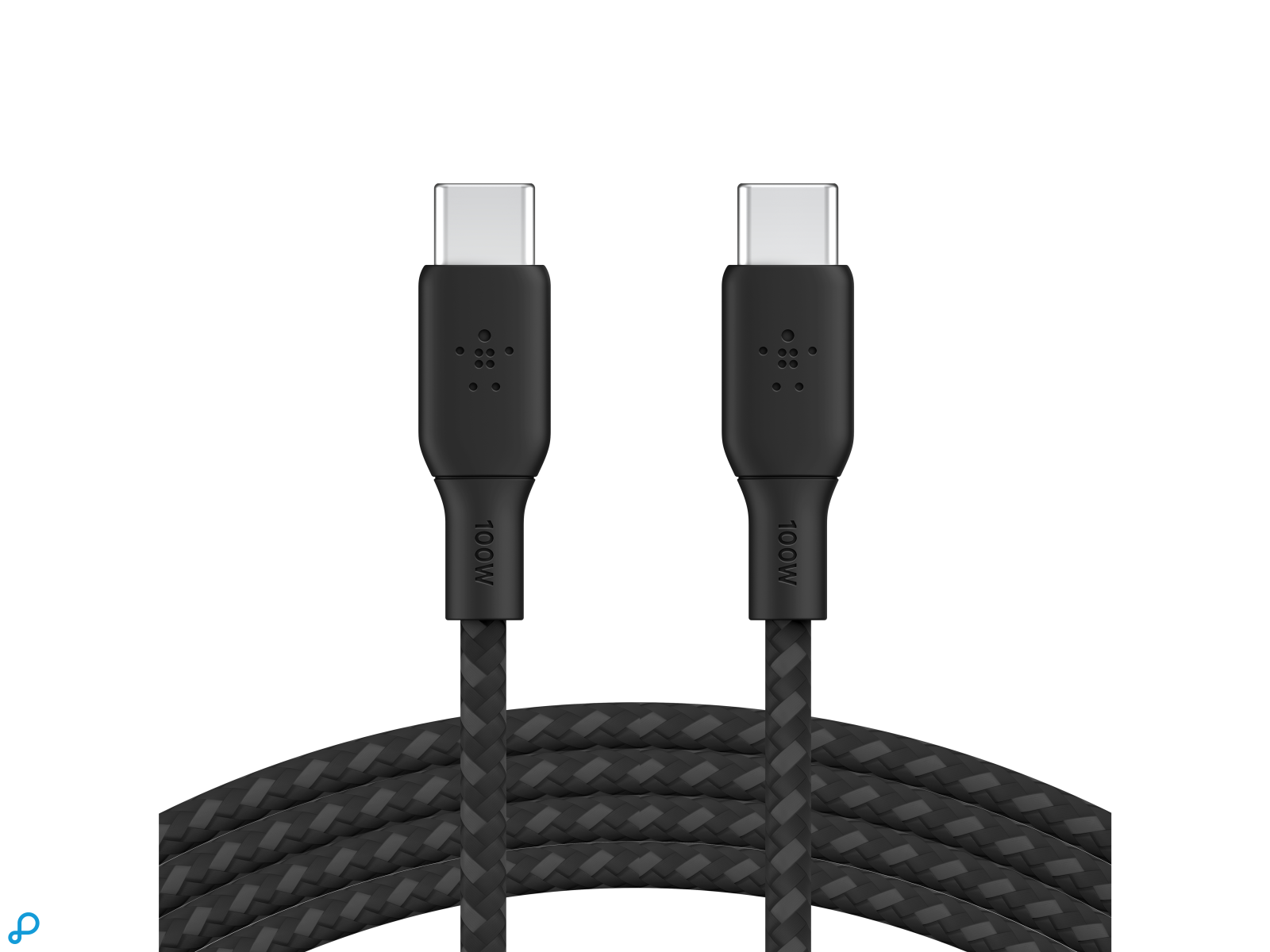 Belkin 100w USB-C to USB-C Braided Cable 2M Black-2