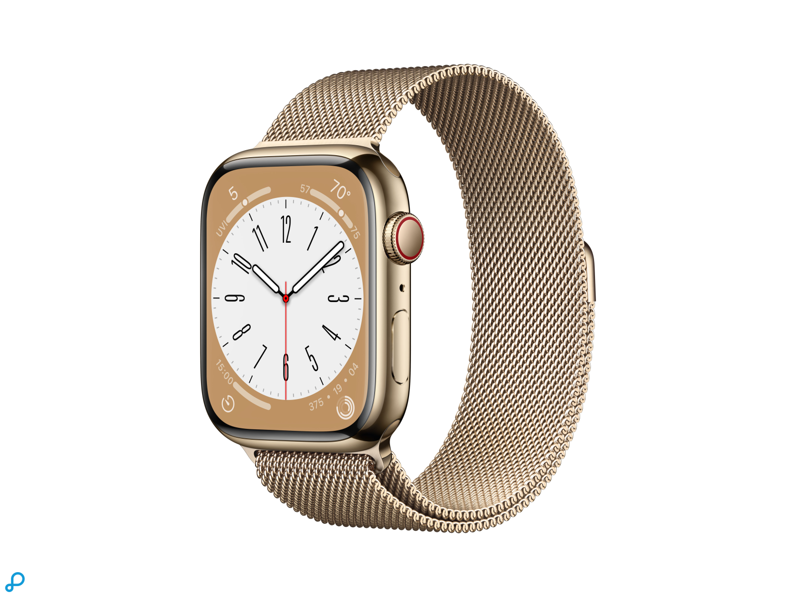 Apple Watch Series 8 GPS + Cellular 45mm Goud Stainless Steel Case met Goud Milanese Loop-0