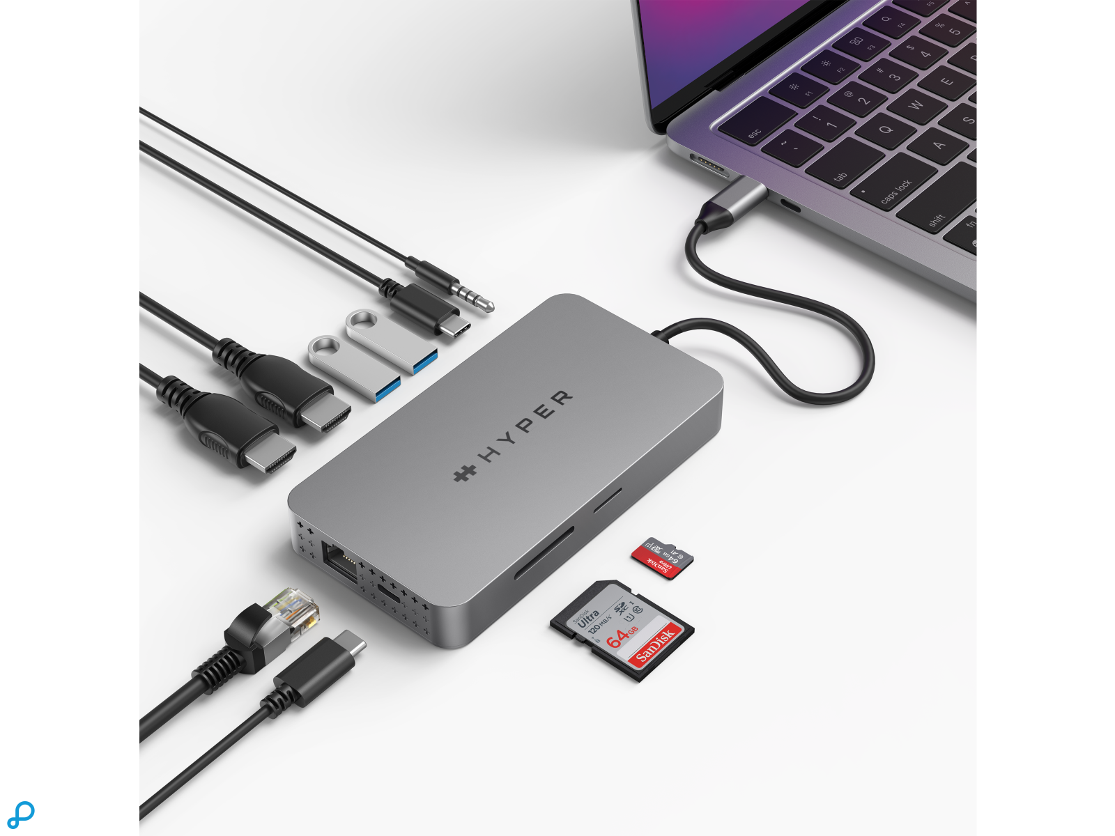 HyperDrive Dual 4K HDMI 10-in-1 USB-C Hub voor M1/M2 MacBooks-2