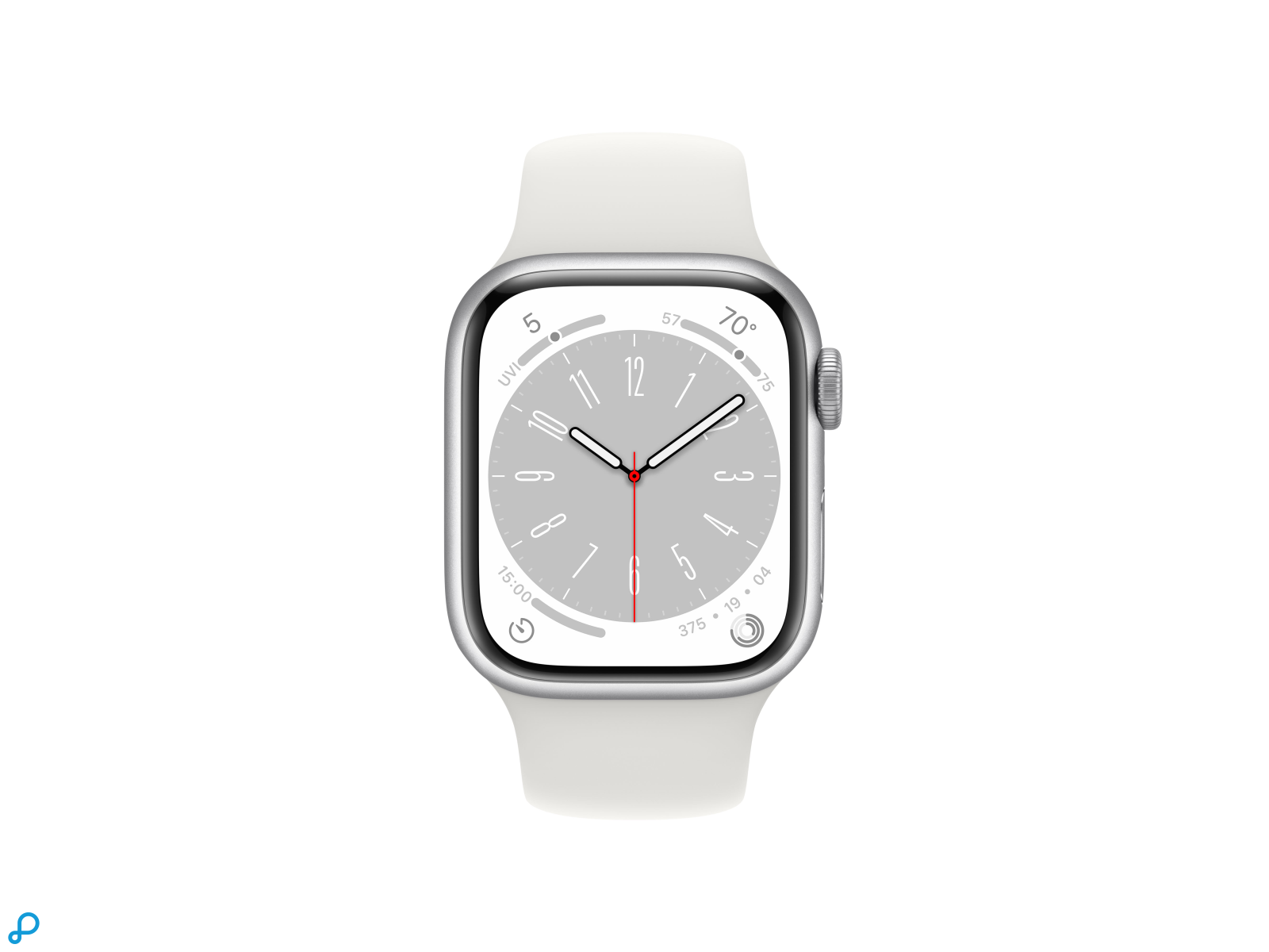 Apple Watch Series 8 GPS 41mm Zilver Aluminium Case met Witte Sport Band - Regular-1