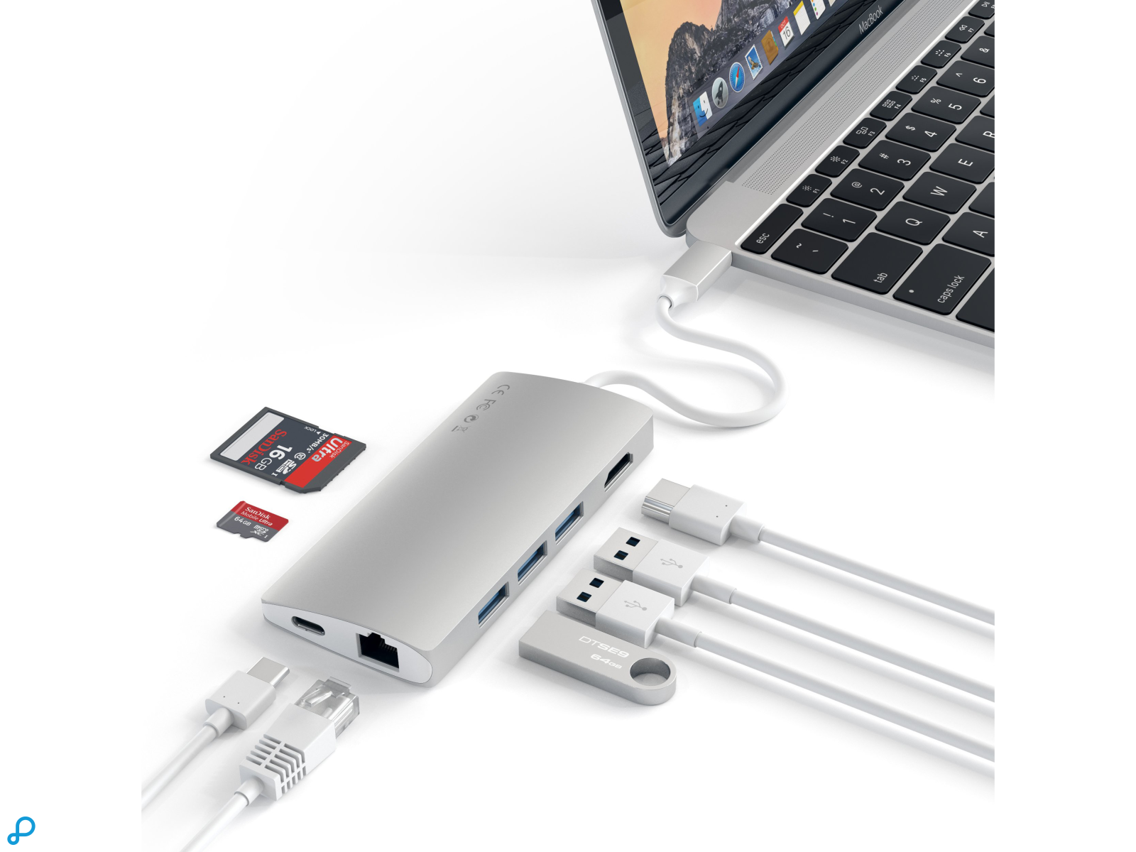 Satechi USB-C MultiPort Adapter V2, HDMI 4K 60Hz, 3x USB 3.0, Ethernet, SD/MicroSD, USB-C PD 60w - Space Gray-5