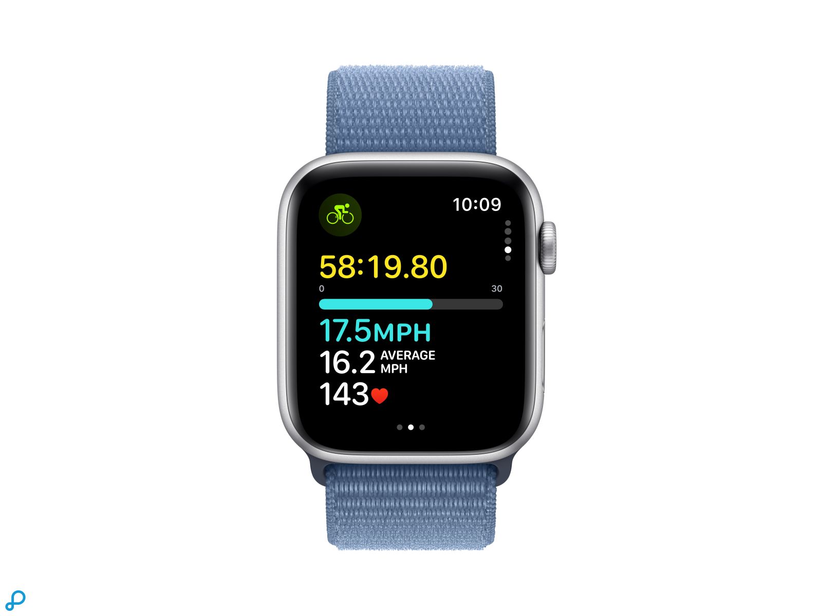 Apple Watch SE GPS + Cellular 44mm Silver Aluminium Case with Winter Blue Sport Loop-5