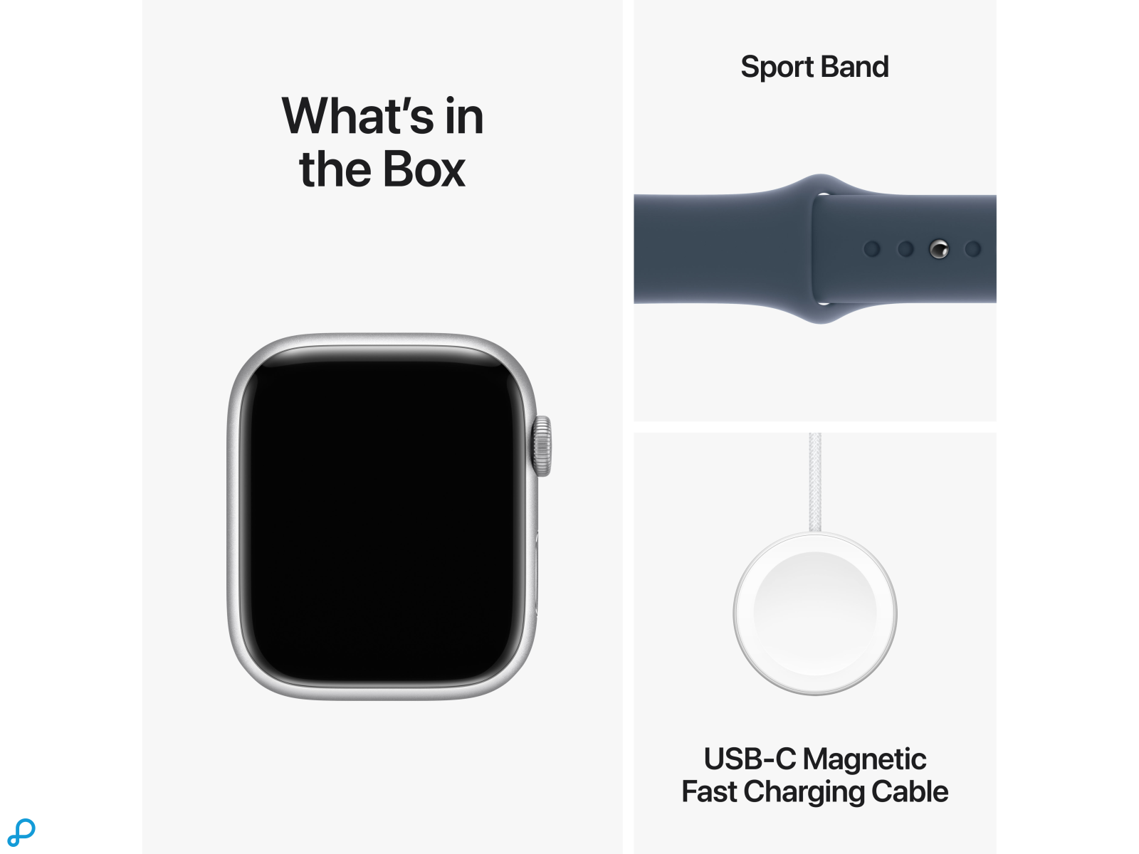 Apple Watch Series 9 GPS 45mm Silver Aluminium Case with Storm Blue Sport Band - M/L-7