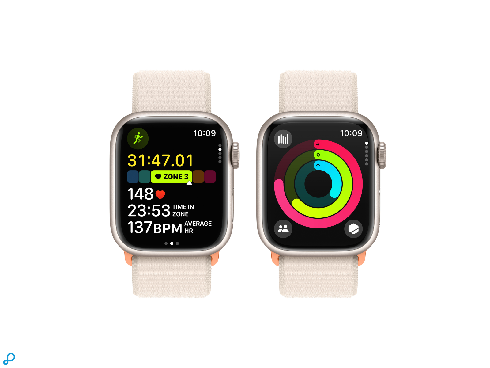 Apple Watch Series 9 GPS + Cellular 41mm Sterlicht Aluminium Kast met Sterlicht Sportlus-5