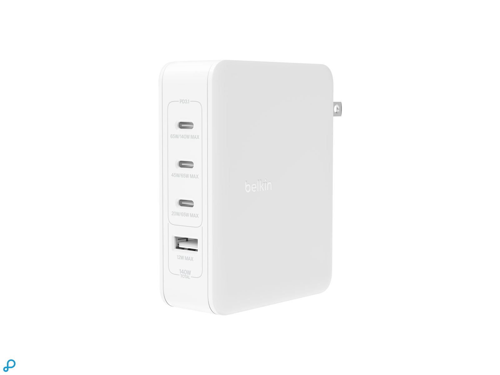 Belkin PD 140W GAN WALL CHARGER, WHT WITH UK+EU+US PLUG-0