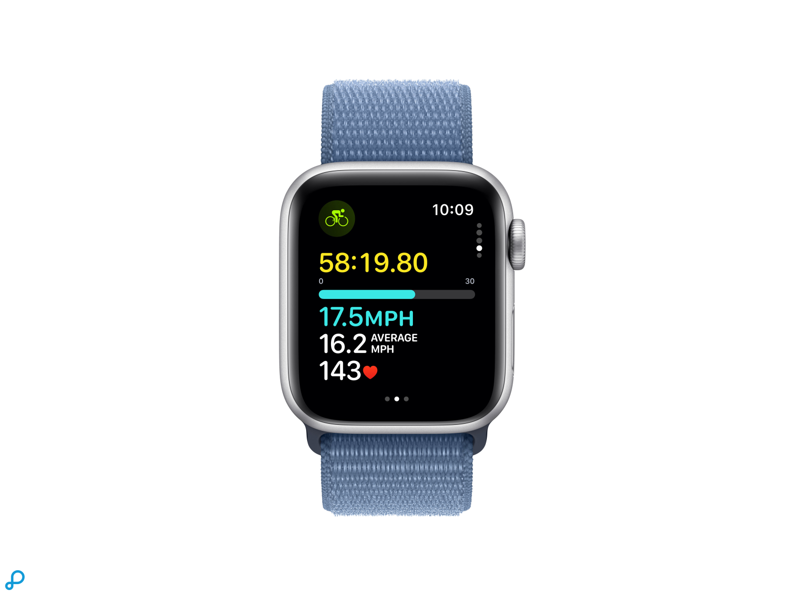 Apple Watch SE GPS + Cellular 40mm Silver Aluminium Case with Winter Blue Sport Loop-5