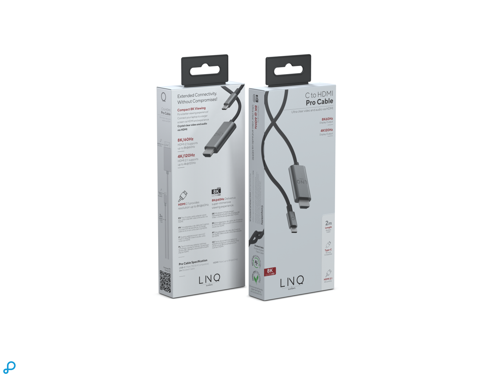 LINQ USB-C to HDMI 8K/60Hz PRO Cable - 2m Spacegrey-2