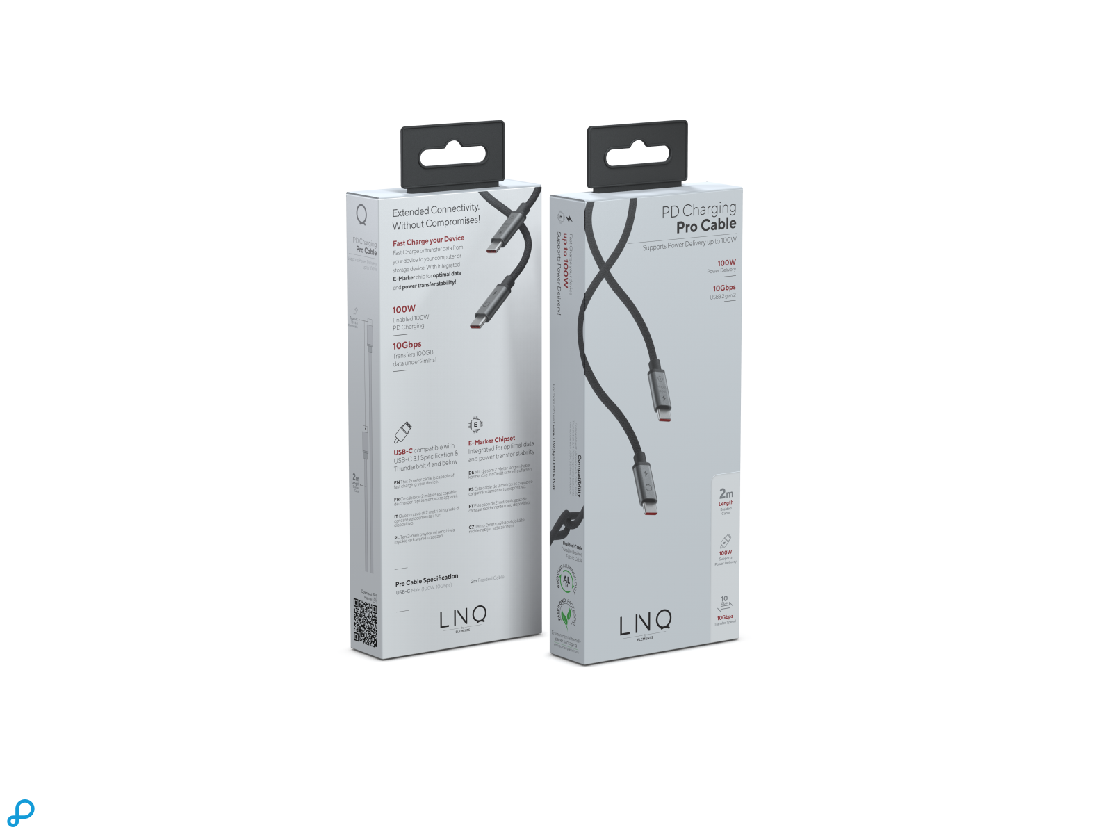 LINQ USB-C to USB-C 100W PD Charging -2mtr Spacegray-2