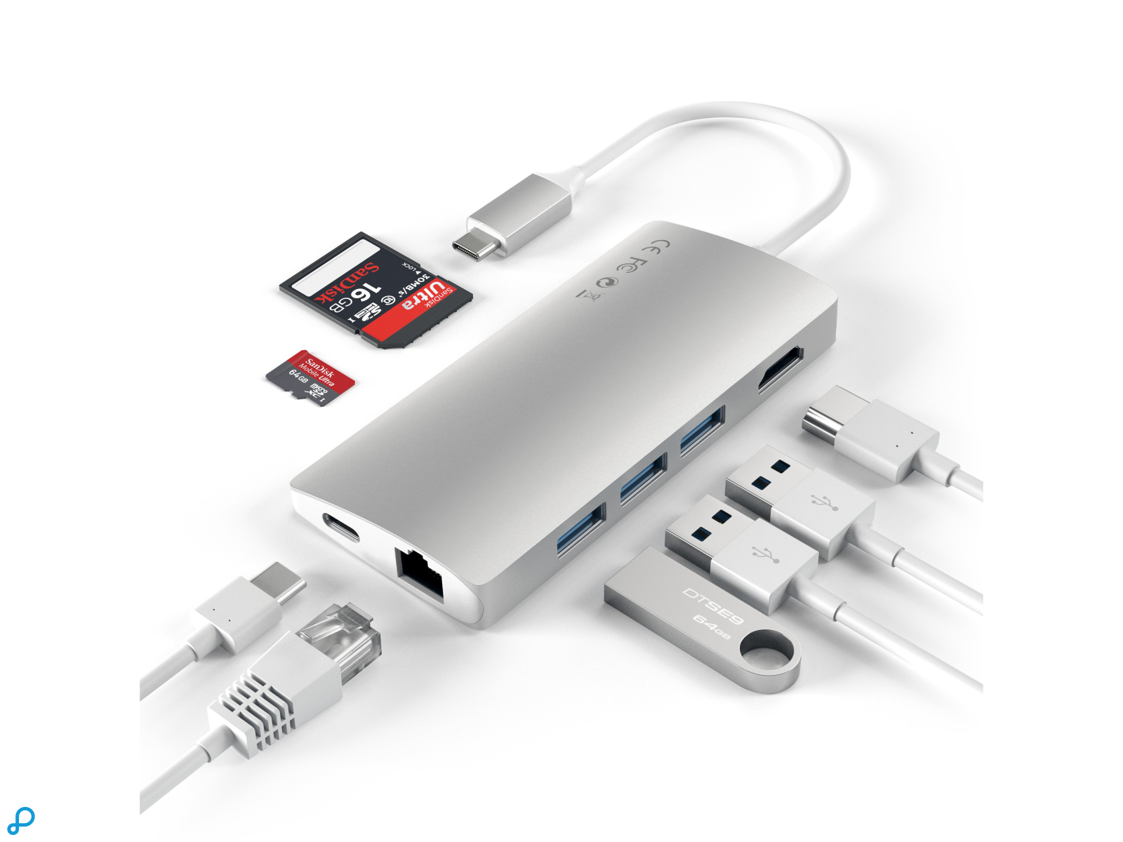 Satechi USB-C Multi-Port Adapter 4K Ethernet Silver v2-5