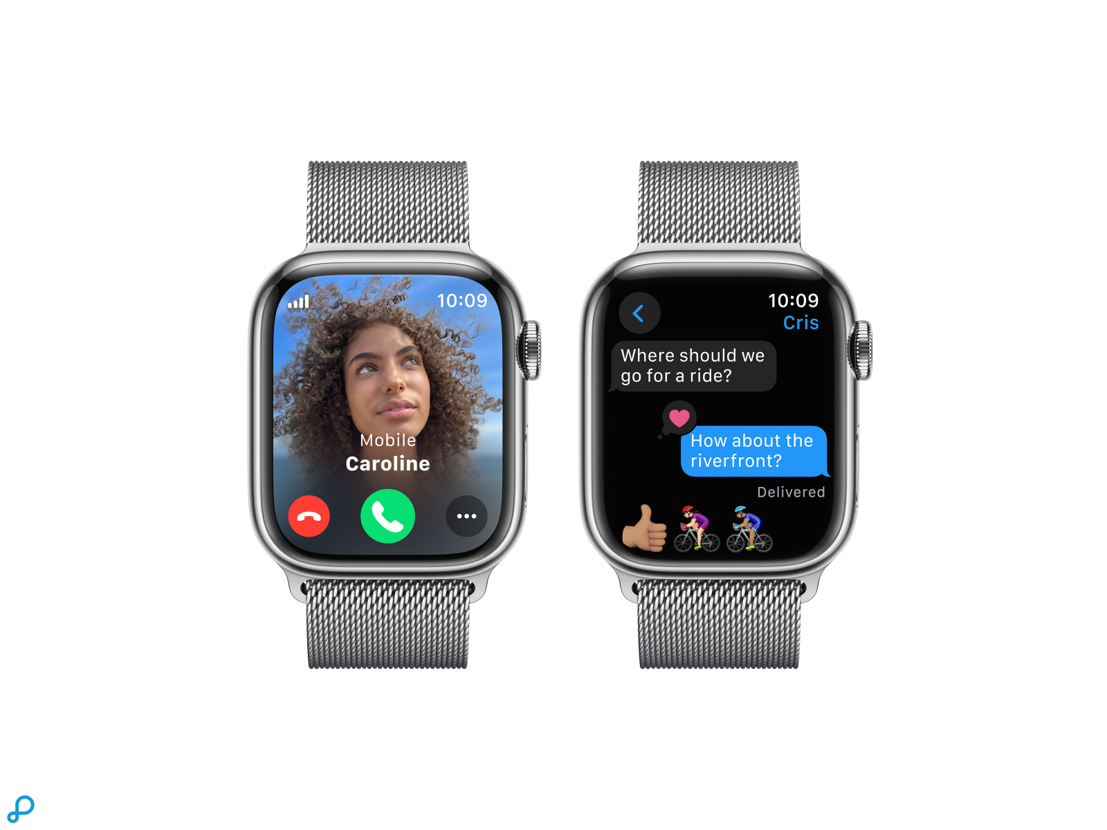 Apple Watch Series 9 GPS + Cellular 41mm Zilveren Roestvrijstalen Kast met Zilveren Milanese Lus-4