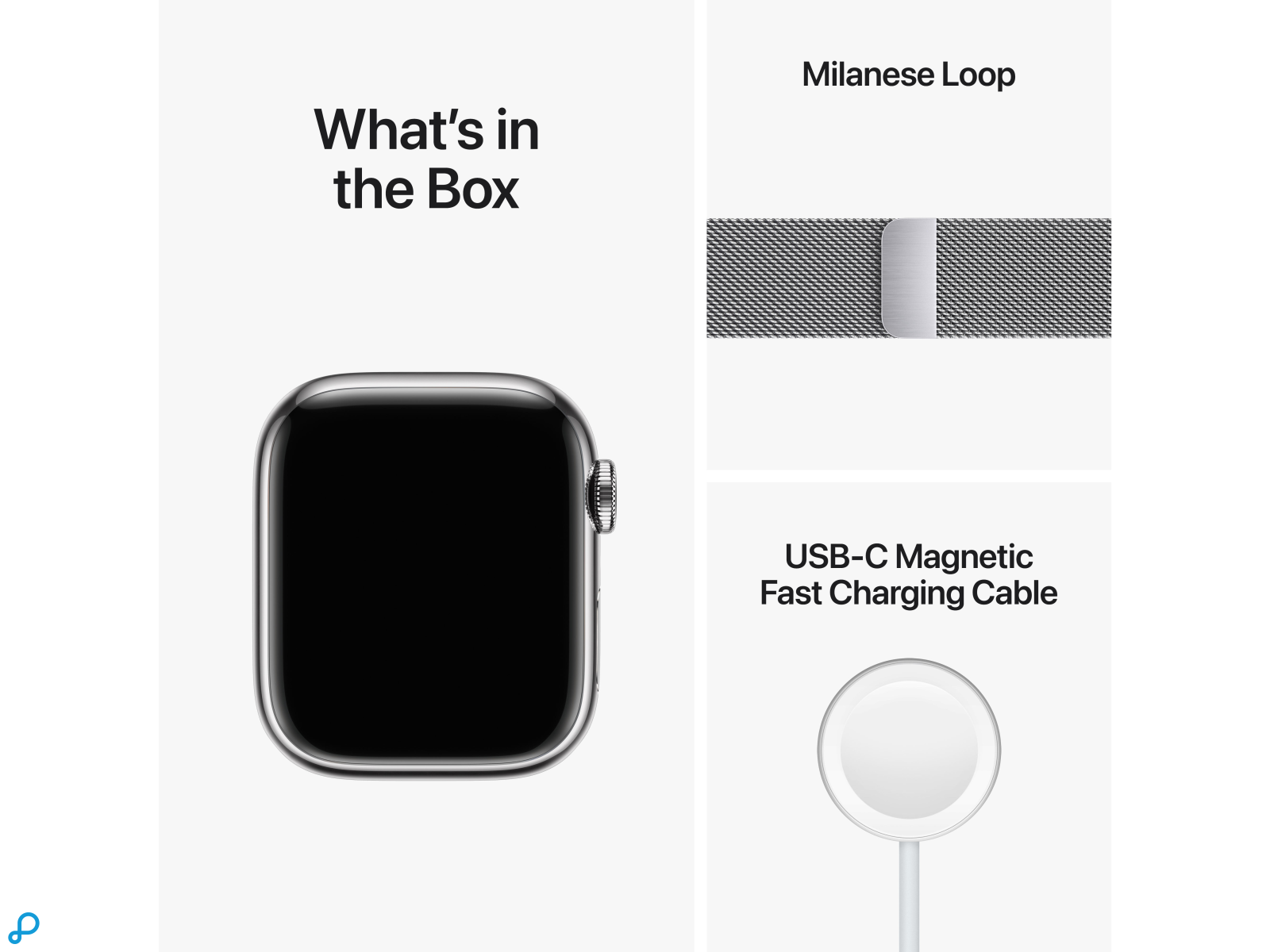 Apple Watch Series 8 GPS + Cellular 41mm Silver Stainless Steel Case with Silver Milanese Loop-3