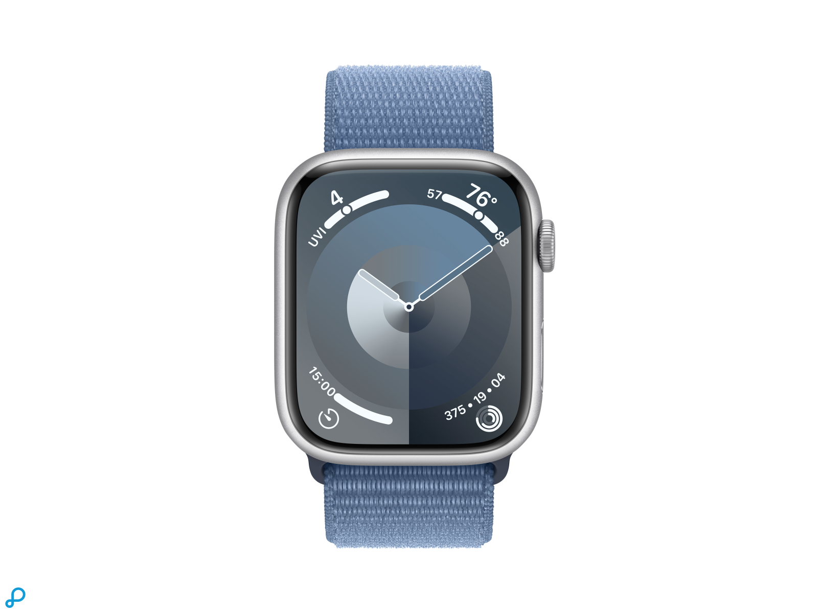 Apple Watch Series 9 GPS + Cellular 45mm Silver Aluminium Case with Winter Blue Sport Loop-1